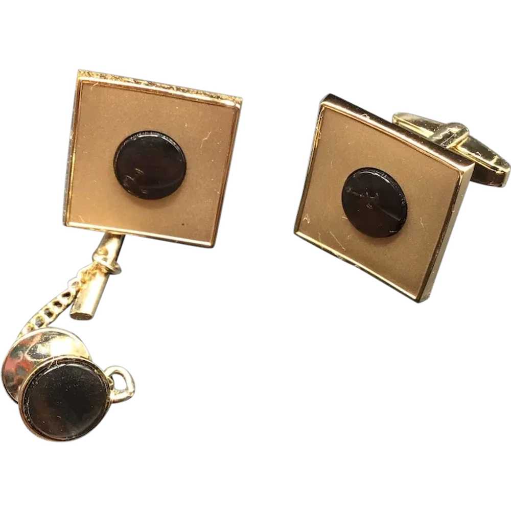 Vintage Sarah Coventry Cufflinks & Tie Tack Set G… - image 1