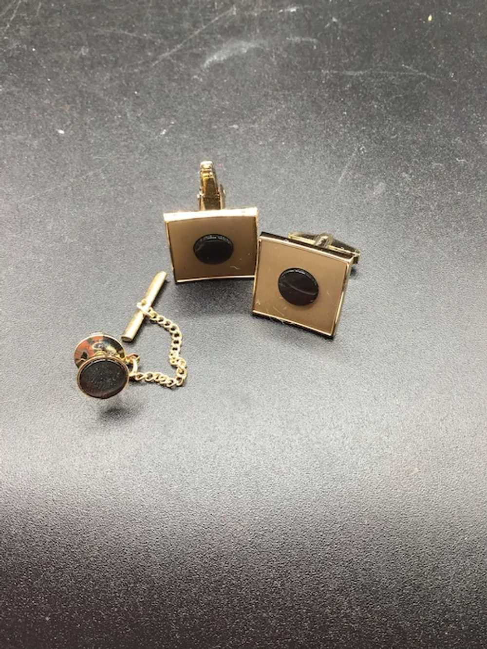 Vintage Sarah Coventry Cufflinks & Tie Tack Set G… - image 3