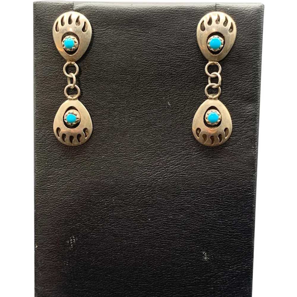 Dangles earrings Bear Paws earrings Sterling Silv… - image 1