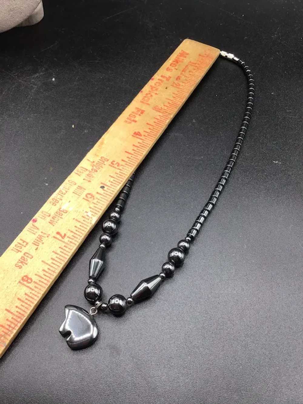 Hematite Bear Fetish Necklace Black Beaded Choker… - image 5