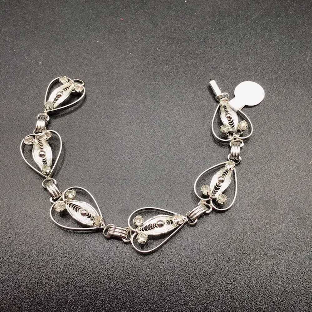 Sterling Silver Filigree Bracelet Heart Shaped Sc… - image 2