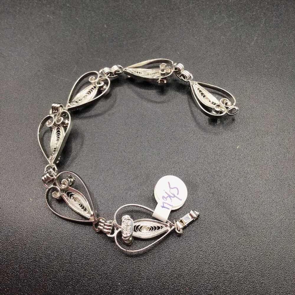 Sterling Silver Filigree Bracelet Heart Shaped Sc… - image 4