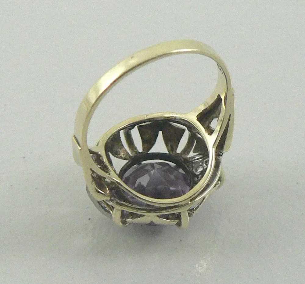 14K Gold Amethyst and Diamond Cocktail Ring - image 10