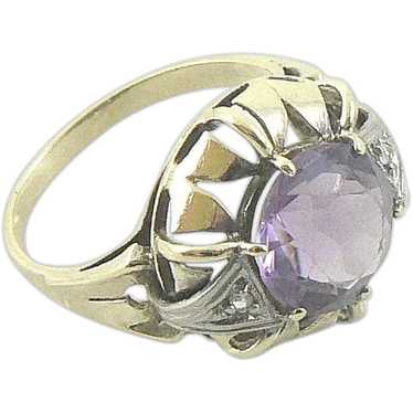 14K Gold Amethyst and Diamond Cocktail Ring - image 1