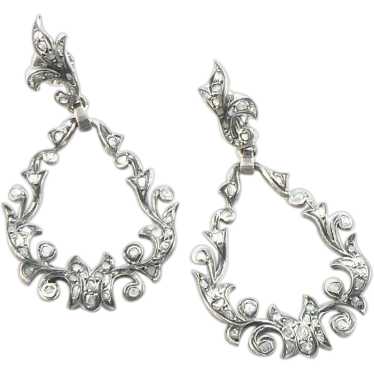 18K Gold Silver Diamond Victorian Earrings