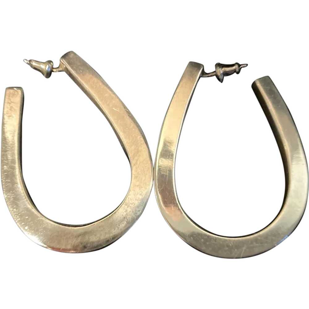 Zina of Beverly Hills Oval Dangle Hoops - 925 Sil… - image 1