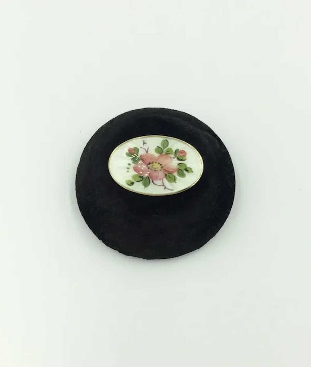 Norway Sterling Silver Enamel Brooch Pink Flower … - image 11