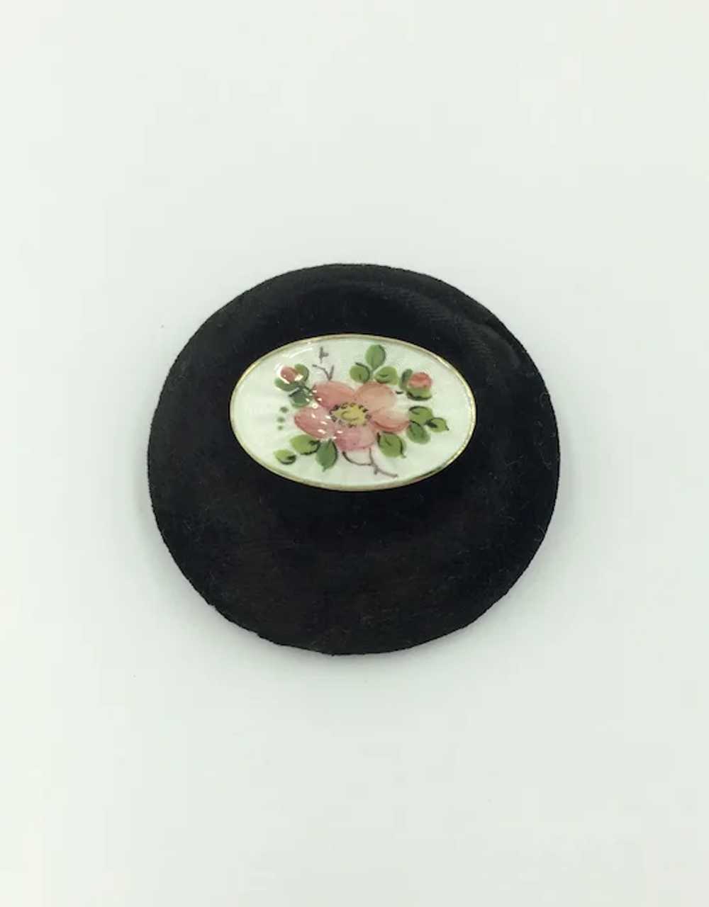 Norway Sterling Silver Enamel Brooch Pink Flower … - image 12