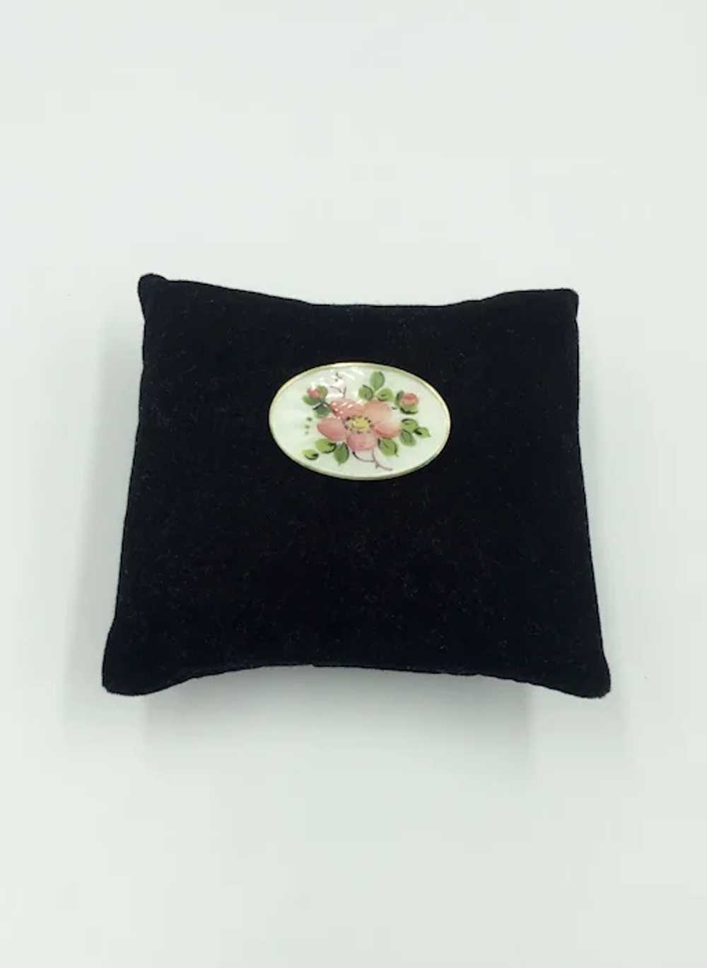 Norway Sterling Silver Enamel Brooch Pink Flower … - image 3