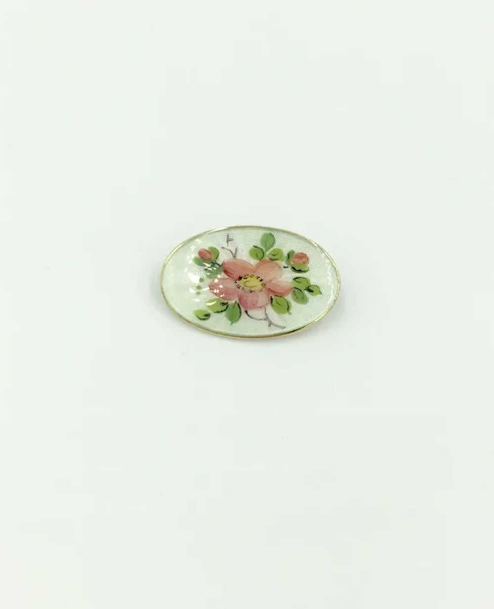 Norway Sterling Silver Enamel Brooch Pink Flower … - image 6