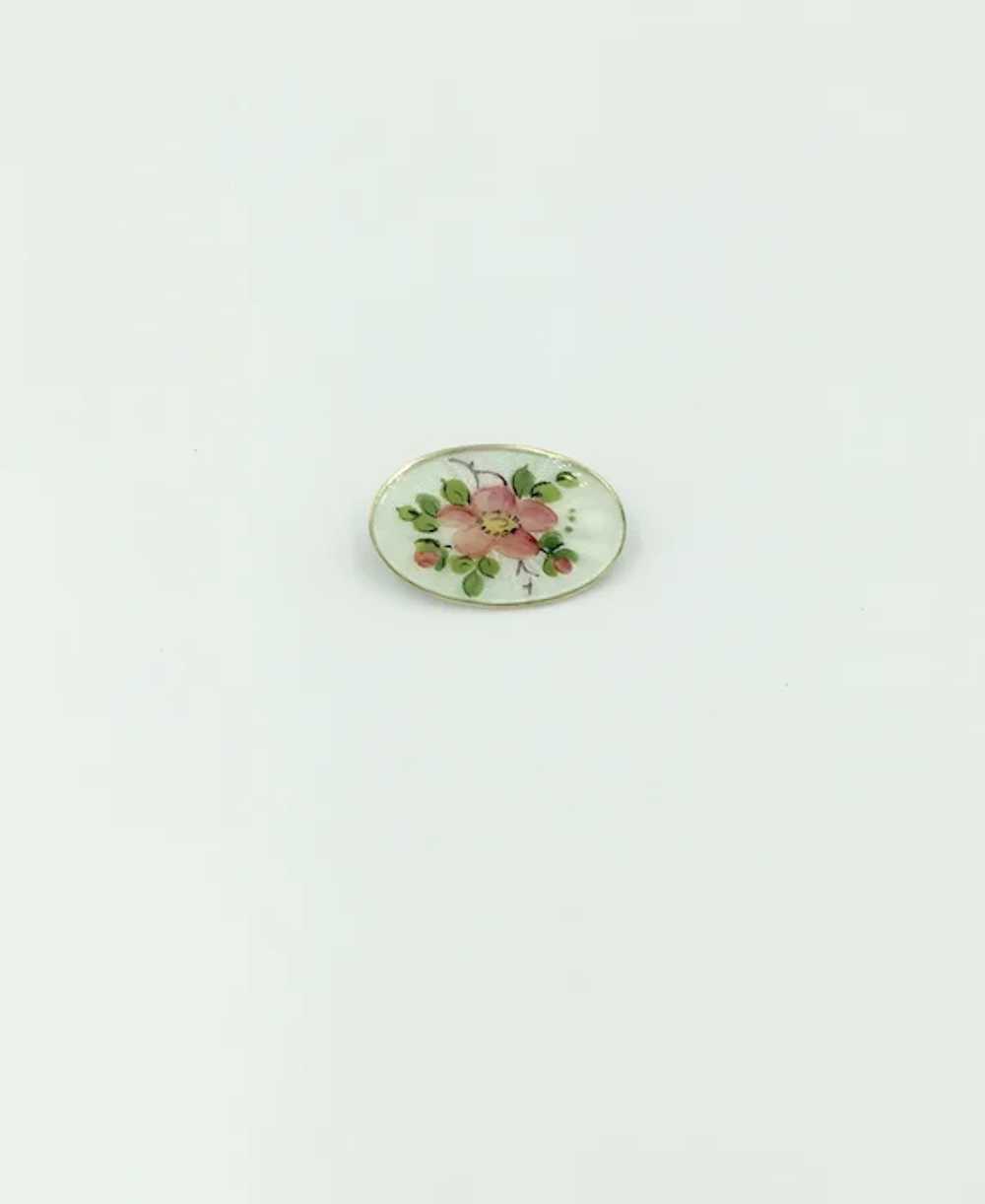 Norway Sterling Silver Enamel Brooch Pink Flower … - image 7