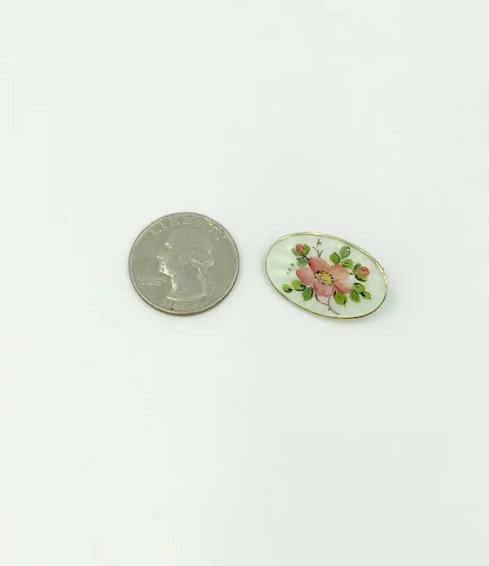 Norway Sterling Silver Enamel Brooch Pink Flower … - image 8