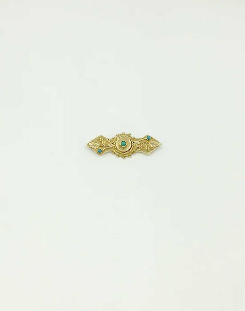 14k Persian Turquoise 1960's Yellow Gold Berry Le… - image 6