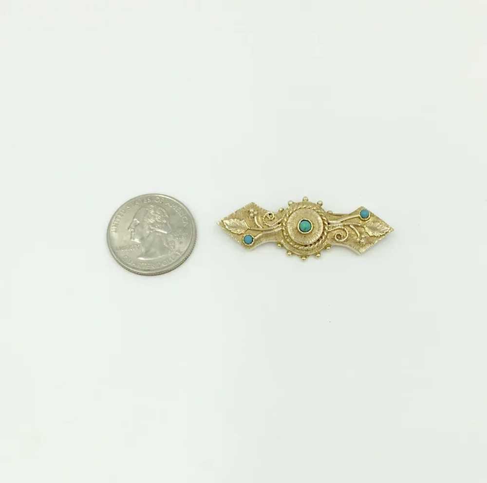 14k Persian Turquoise 1960's Yellow Gold Berry Le… - image 7