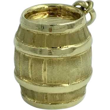 14K Yellow Gold Vintage Charm Barrel Keg 585 Charm