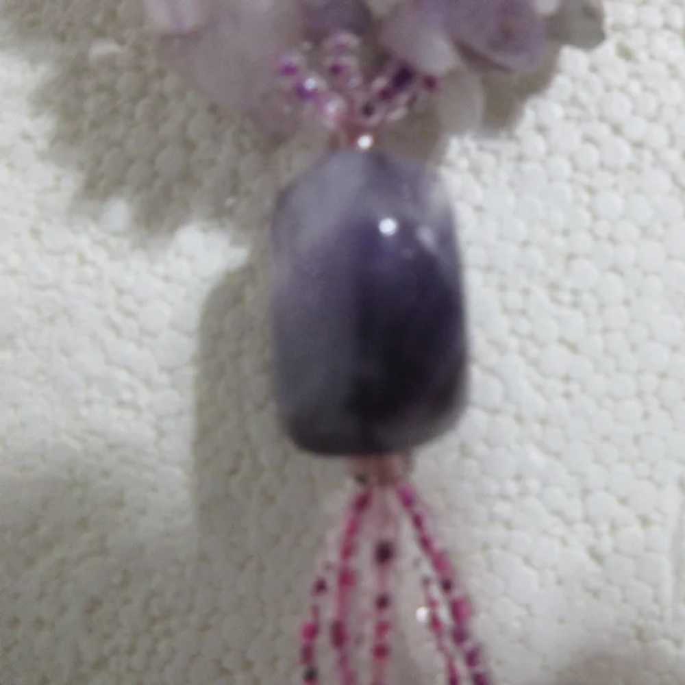 Amethyst Pendant, Amethyst Chips, Simulated Pearl… - image 5
