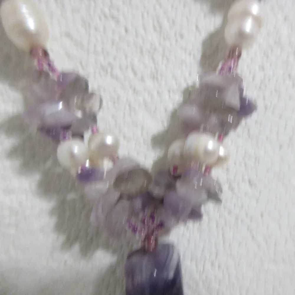 Amethyst Pendant, Amethyst Chips, Simulated Pearl… - image 6