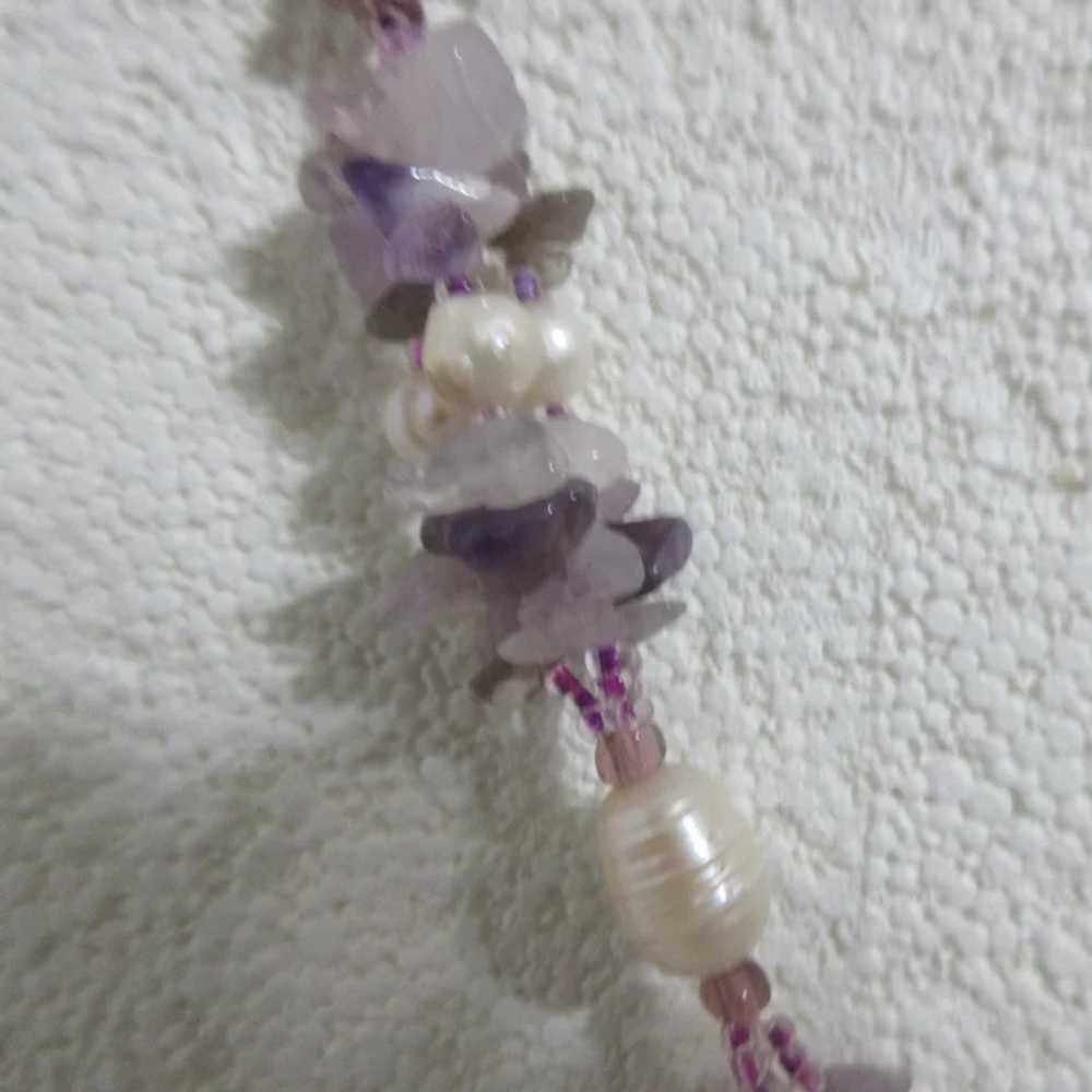 Amethyst Pendant, Amethyst Chips, Simulated Pearl… - image 7