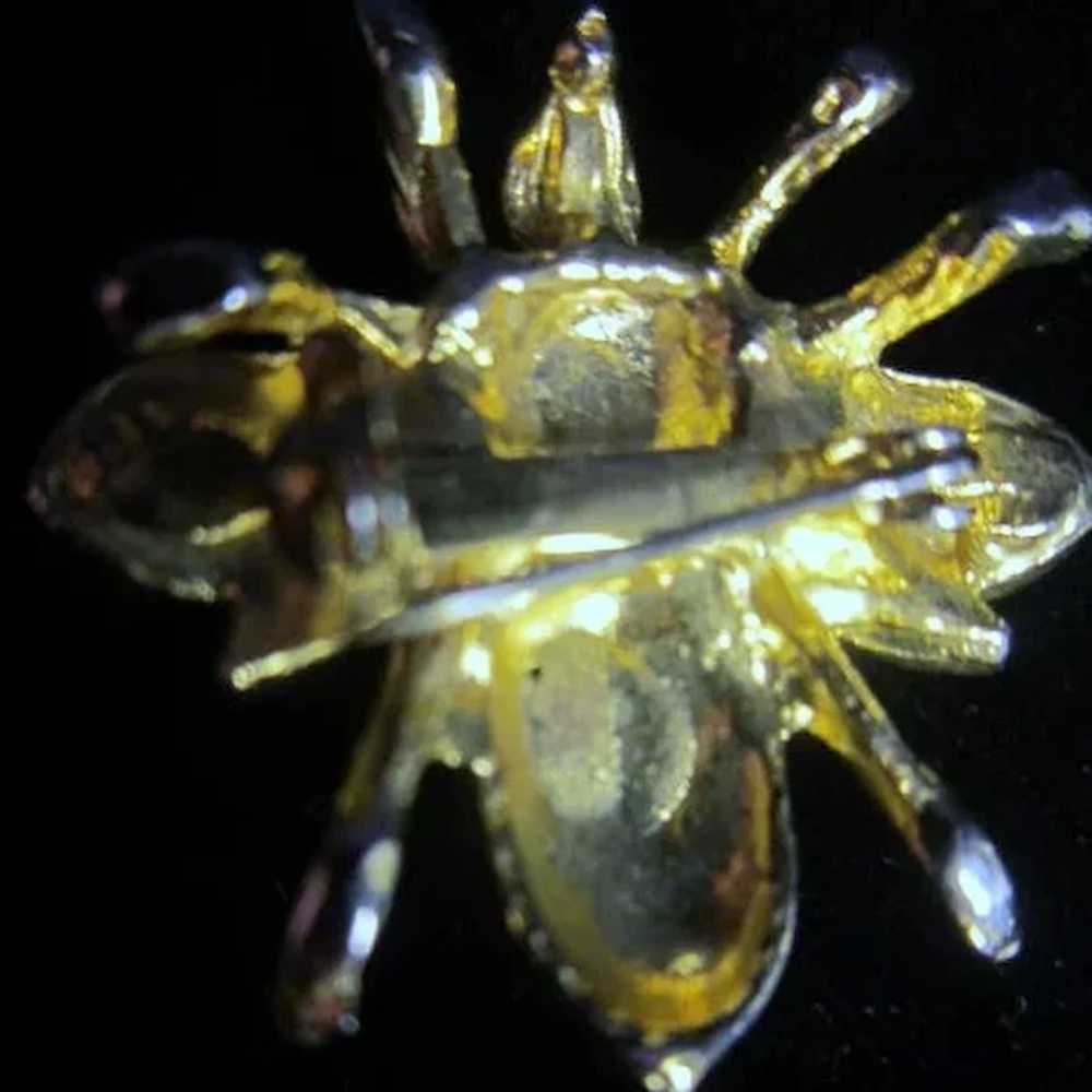 Goldtone Flying Bug/Insect Rhinestone Brooch - image 8