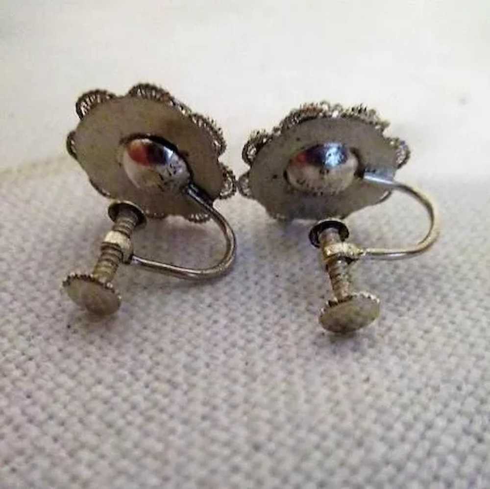Sterling Silver Filigree Screw-on Earrings from S… - image 3