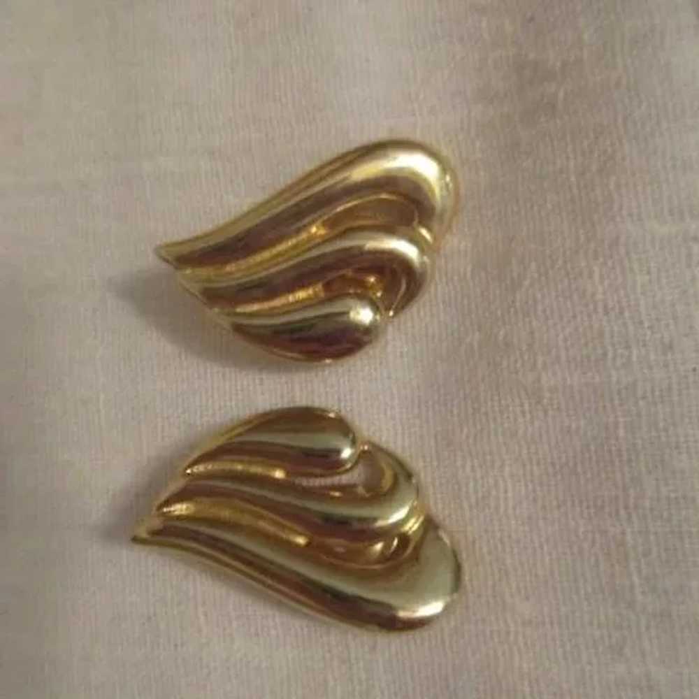 Sarah Coventry Clip-on Gold Tone Earrings - image 3