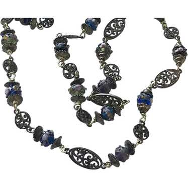 Italian Glass bead and Metal Necklace - image 1