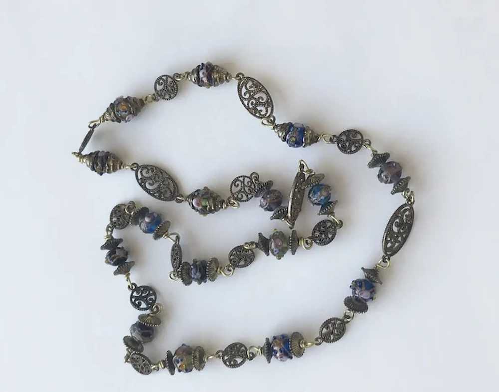 Italian Glass bead and Metal Necklace - image 2