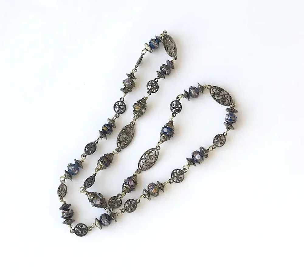 Italian Glass bead and Metal Necklace - image 3