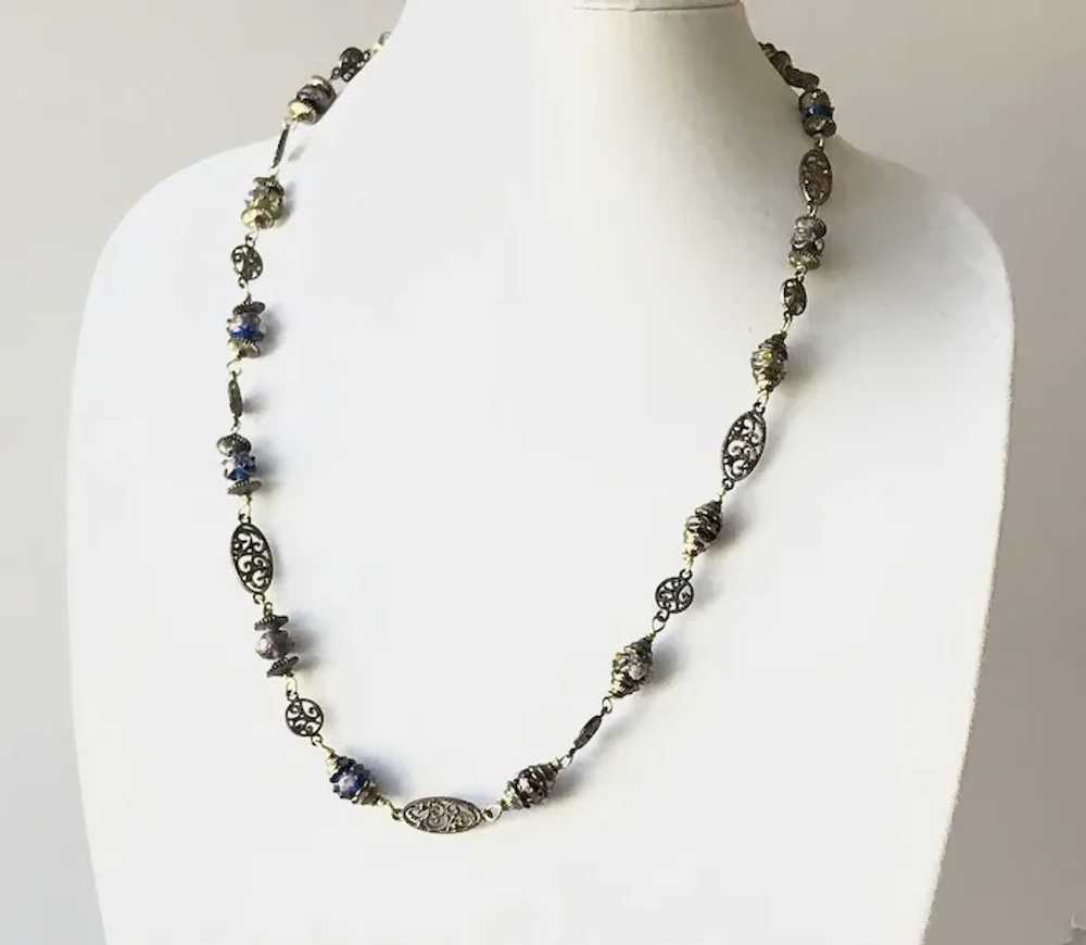 Italian Glass bead and Metal Necklace - image 4