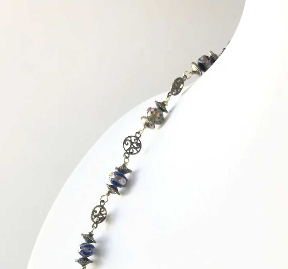 Italian Glass bead and Metal Necklace - image 5