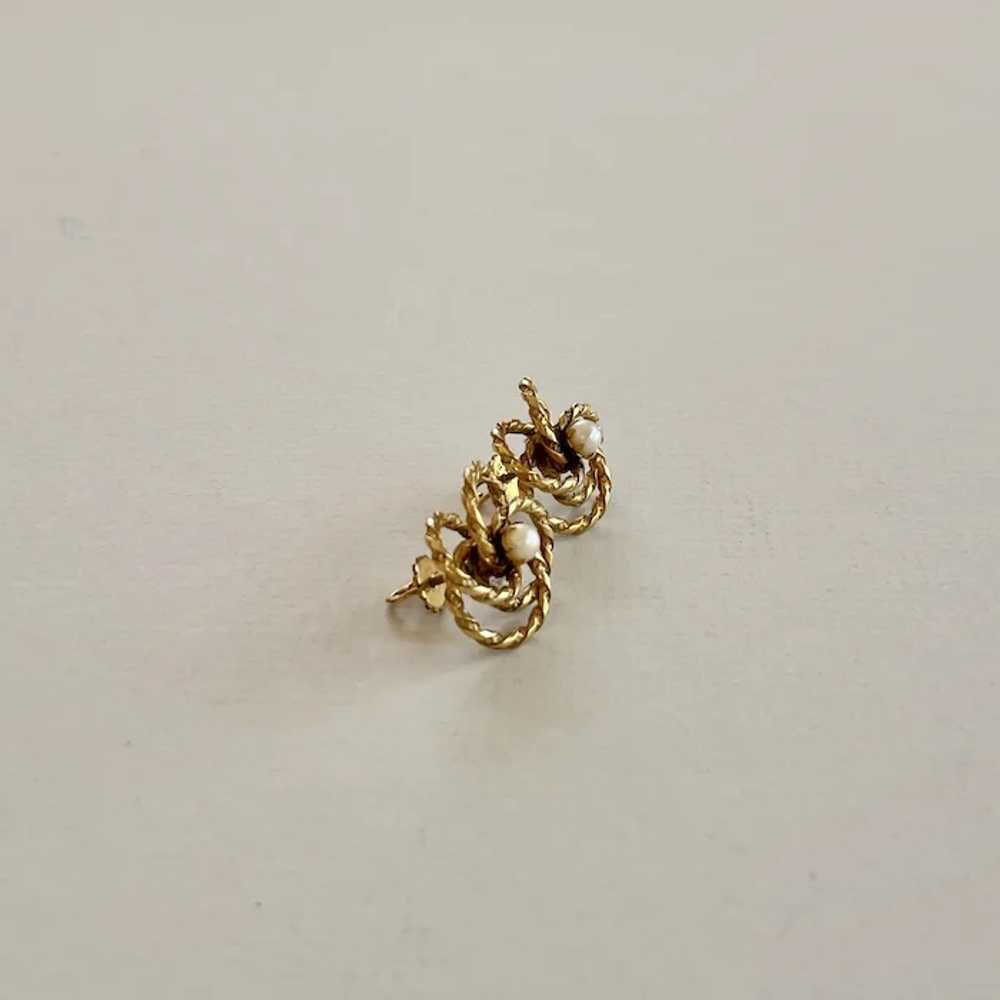 12K Gold Filled Swirl and Pearl Earrings - image 2