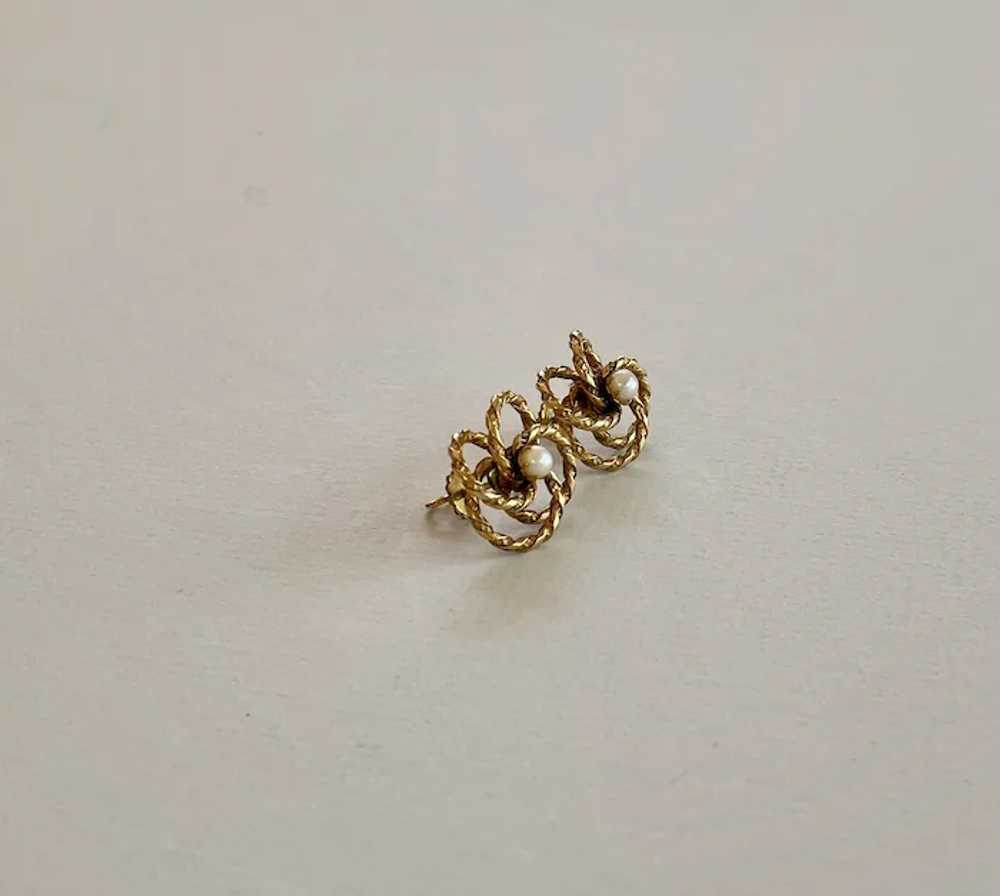12K Gold Filled Swirl and Pearl Earrings - image 3