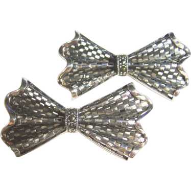 2 Sterling 925 & Marcasite Vintage Bow Pins / Broo