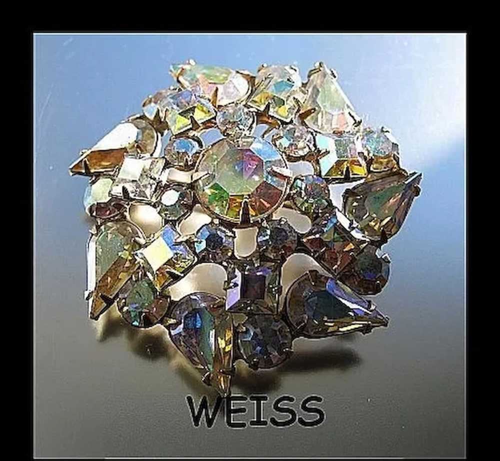 Vintage Weiss offers AB Aurora Borealis Crystal Rhinestone Flower Daisy Brooch SIGNED