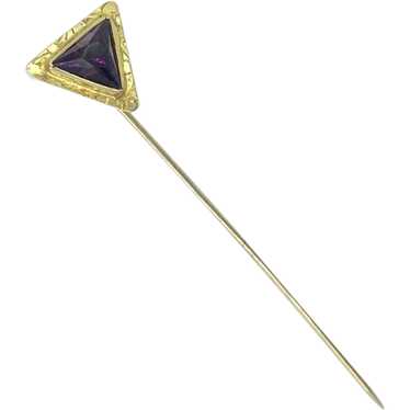 Amethyst Gemstone Gold Triangle Stick Pin - image 1