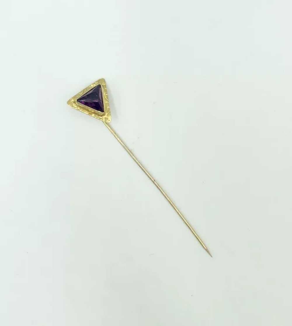 Amethyst Gemstone Gold Triangle Stick Pin - image 2