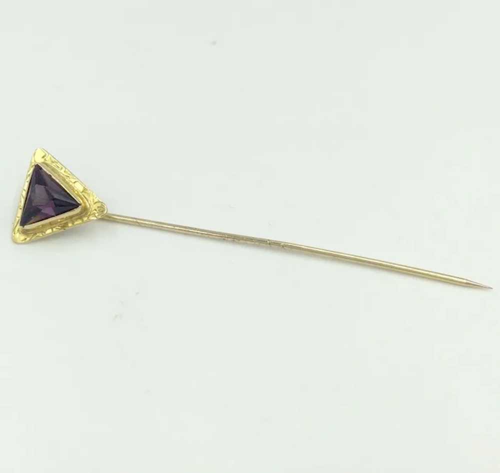 Amethyst Gemstone Gold Triangle Stick Pin - image 3