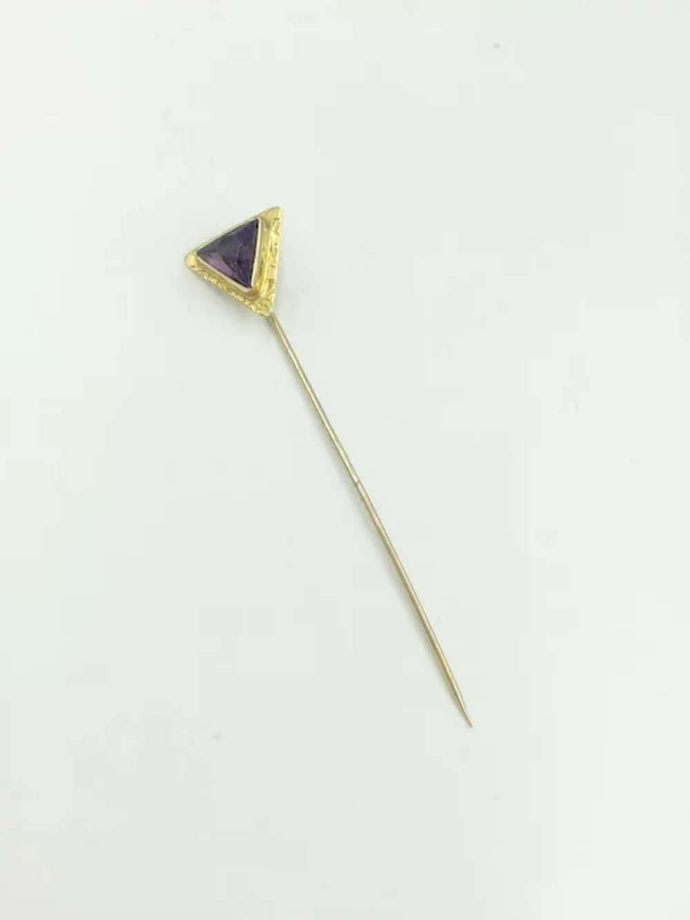 Amethyst Gemstone Gold Triangle Stick Pin - image 4