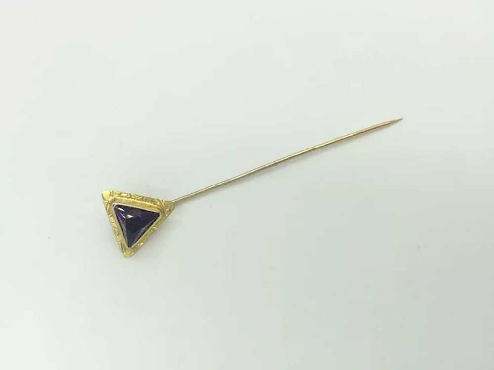 Amethyst Gemstone Gold Triangle Stick Pin - image 5