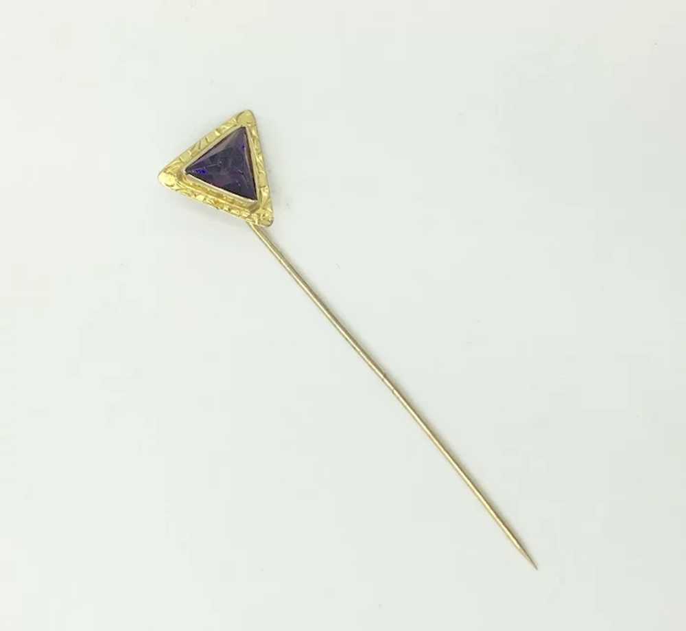 Amethyst Gemstone Gold Triangle Stick Pin - image 6