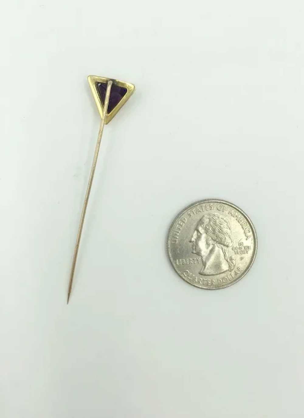Amethyst Gemstone Gold Triangle Stick Pin - image 7