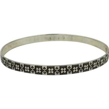 Sterling Silver P&H Signed Bangle Bracelet Flower… - image 1