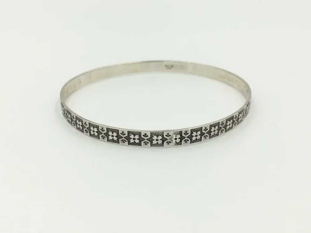 Sterling Silver P&H Signed Bangle Bracelet Flower… - image 4