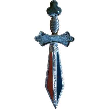 Victorian Scottish Agate Sword or Dagger Brooch - image 1