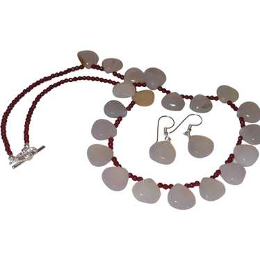Hand Strung Cloudy Agate Briolette Necklace with R