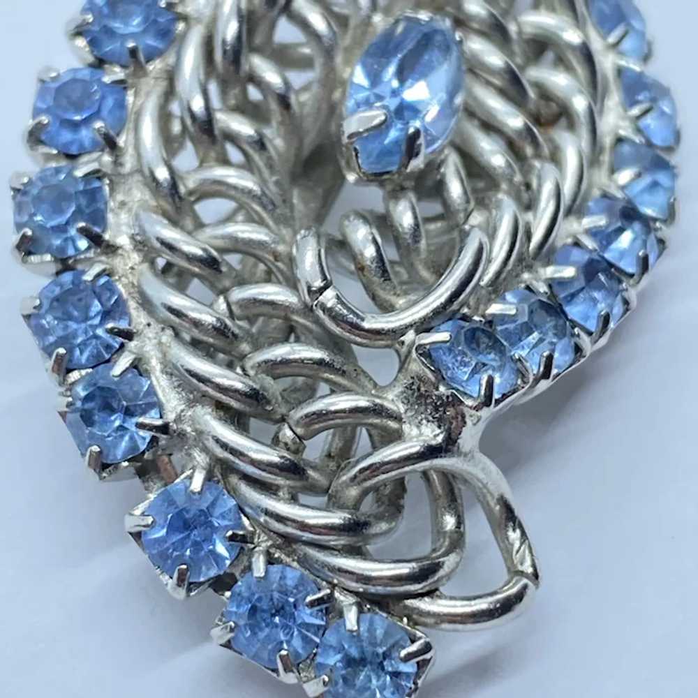 Gorgeous Vintage Silver Tone & Light Blue Prong S… - image 5