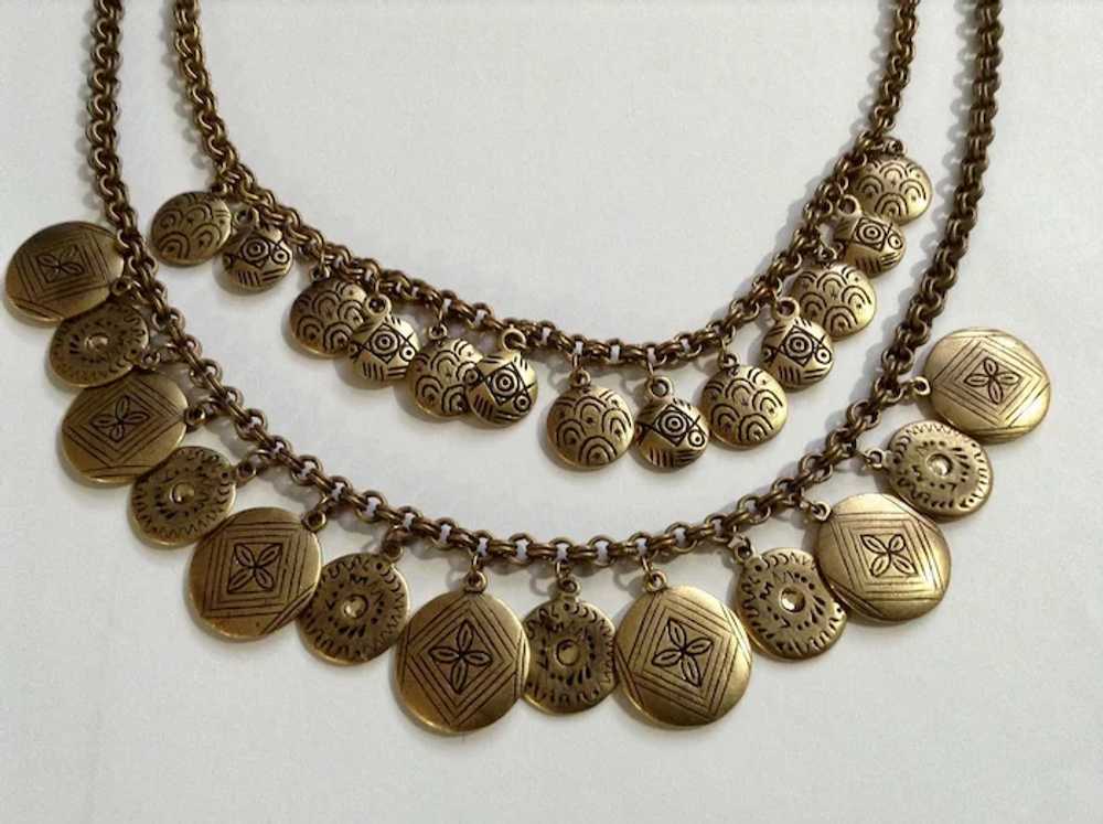 Chico’s Necklace Medallions & Small Rhinestones G… - image 2