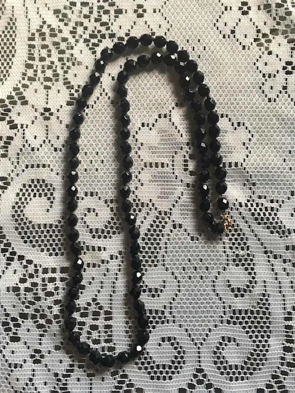 Beautiful Vintage French Jet Black Glass Necklace… - image 7