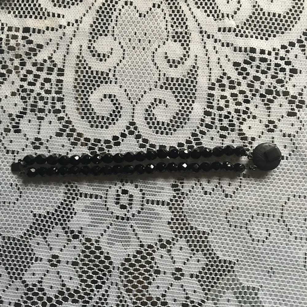 Beautiful Vintage French Jet Black Glass Necklace… - image 8