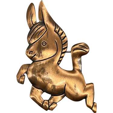 Vintage 1960’s Copper Prancing Donkey Pin - image 1